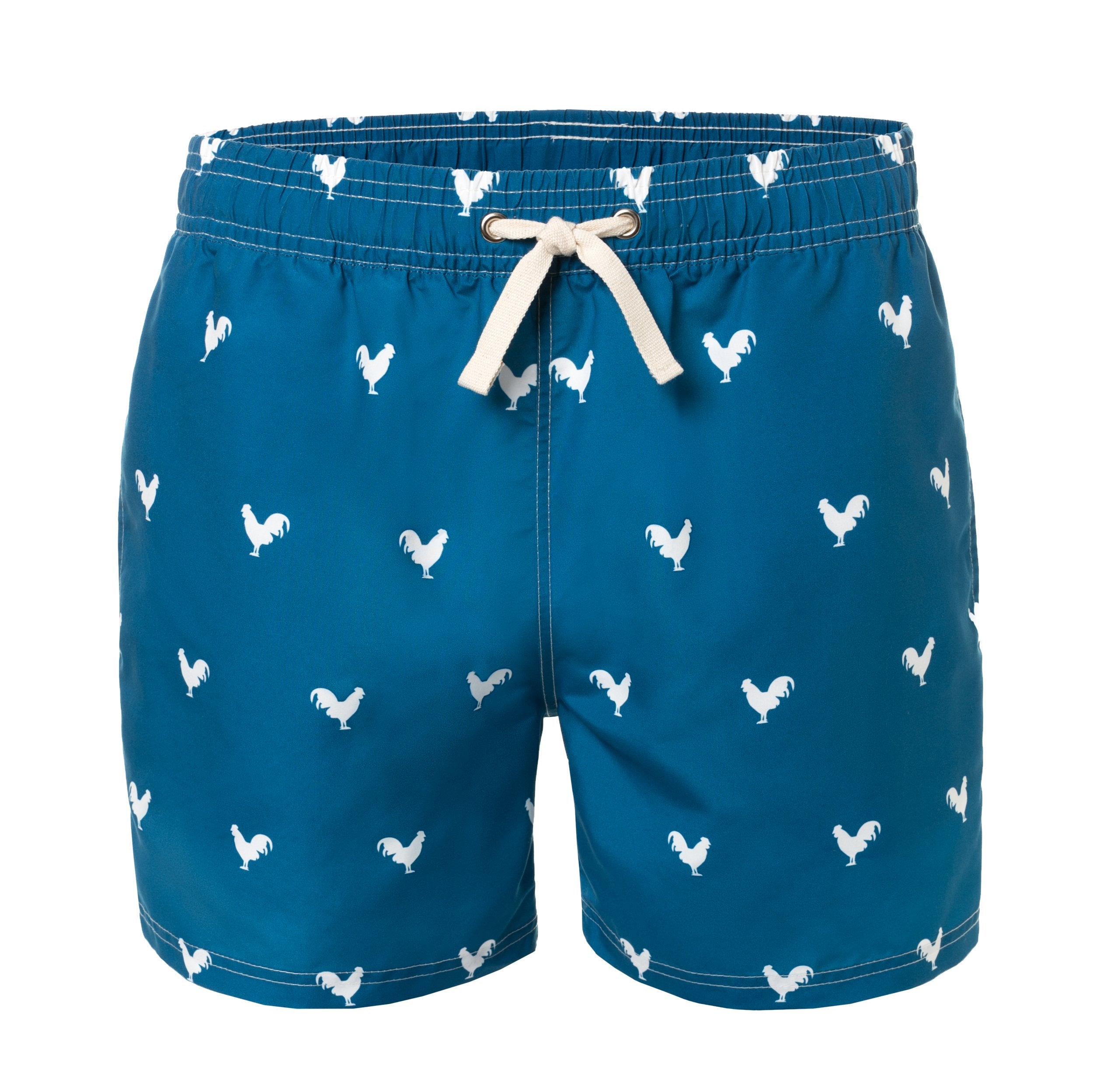 Rooster on Navy Blue Men's Swim Trunks