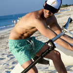 Star Print Turquoise Men's Swim Trunks