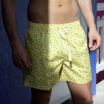 Flower Print on Yellow Men's Swim Trunks