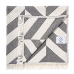 Geometric Dark Gray Beige Turkish Cotton Towel