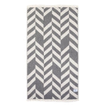Geometric Dark Gray Beige Turkish Cotton Towel